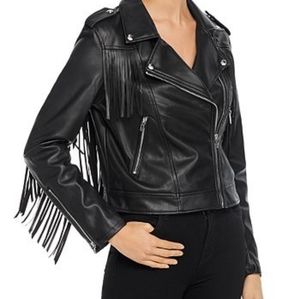 BlankNYC Let It Ride Faux Leather Moto Jacket with Fringe